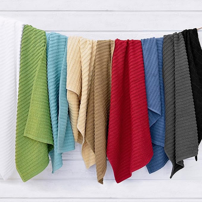 Ritz Royale Collection 100% Combed Terry Cotton, Highly Absorbent, Oversized, Kitchen Towel Set, 28" x 18", 2-Pack, Solid Paprika Red