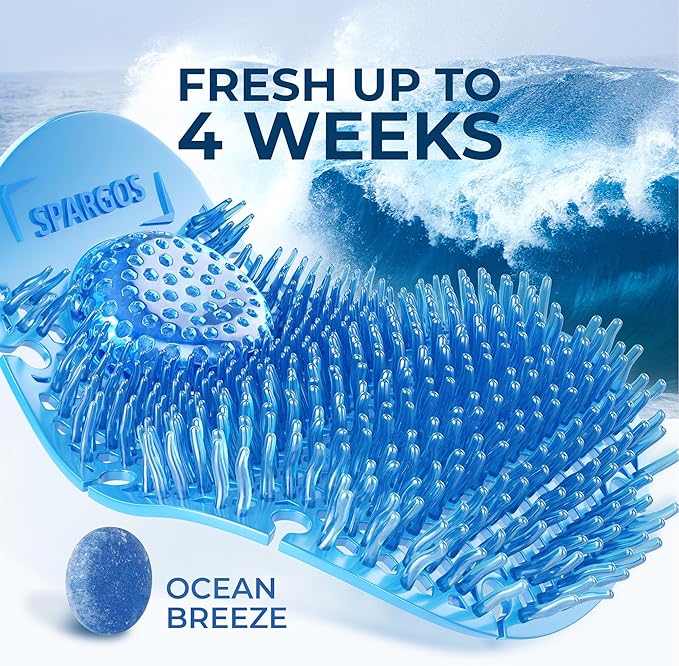 12-Pack Rim Hanger Toilet Bowl Cleaner & Urinal Screen All-in-One | Ocean Breeze Splash Guard | Each Lasts 7 Days (5-Month Supply) | Commercial & Home Deodorizer | Gloves Included