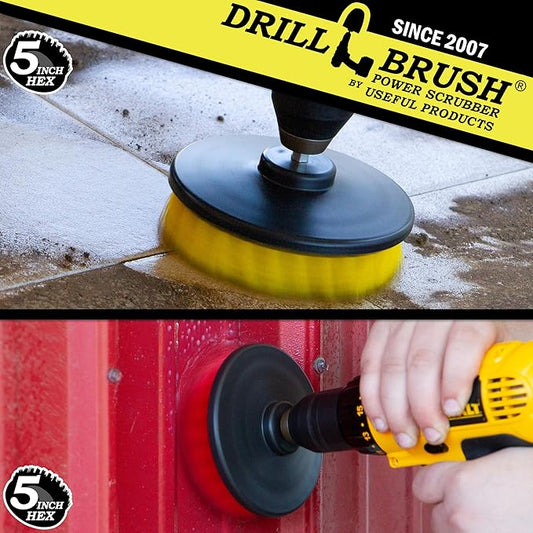 Bathroom Accessories - Bath Mat - Drill Brush Set - Power Scrubber Two Brush Kit - Floor Scrubber - Grout Cleaner - Pool Brushes - Hard Water Stains, Calcium, Mineral Deposits, Soap Scum, Rust Stains
