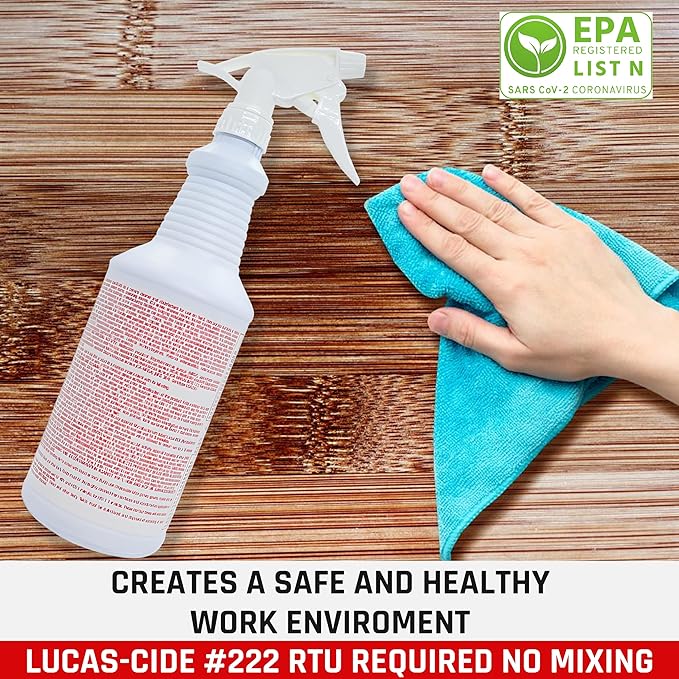 LUCAS-CIDE #222 RTU Hospital-Grade Salon and Spa 60 Second Disinfectant 32 Fl Oz