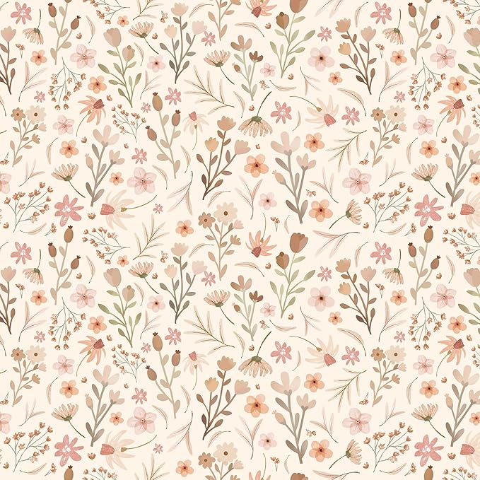 Kazova Boho Wildflower Wallpaper Peel and Stick Floral Contact Paper Waterproof Self Adhesive Vinyl for Bedroom Wall Decor Drawers Cabinet Shelf Liner(4 Sheets)