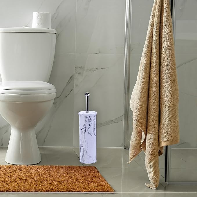 Deep & Sturdy Toilet Bowl Brush with Holder - Durable Scrubbing - Toilet Cleaners - Household Essentials - Silicone Brush - Bathroom Cleaner - Cleaning Supplies - Household Supplies, White
