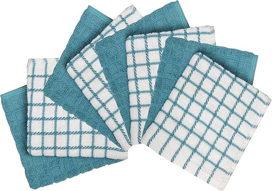 Bumble Dish Cloths (8 Pack) | 12" x 12" | 100% Cotton Kitchen Towels | 405 GSM | Soft, Highly Absorbent & Durable Dish Towels for Kitchen | Aqua