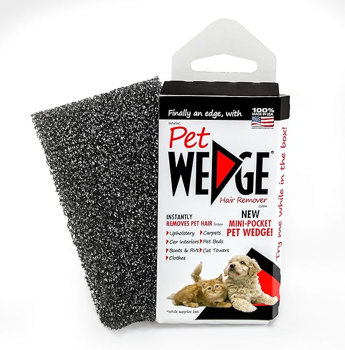 Mini-Pocket Pet Wedge® Hair Remover 3 Pack- Can Instantly Remove pet Hair from Clothes and Other Hard to Reach Areas.