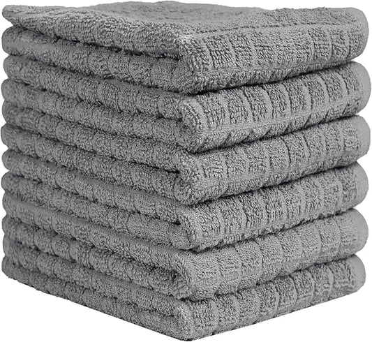 Bumble Kitchen Towels (6 Pack) | 16” x 28” | 100% Cotton Kitchen Towels | 385 GSM | Soft, Highly Absorbent & Durable Dish Towels for Kitchen | Gray