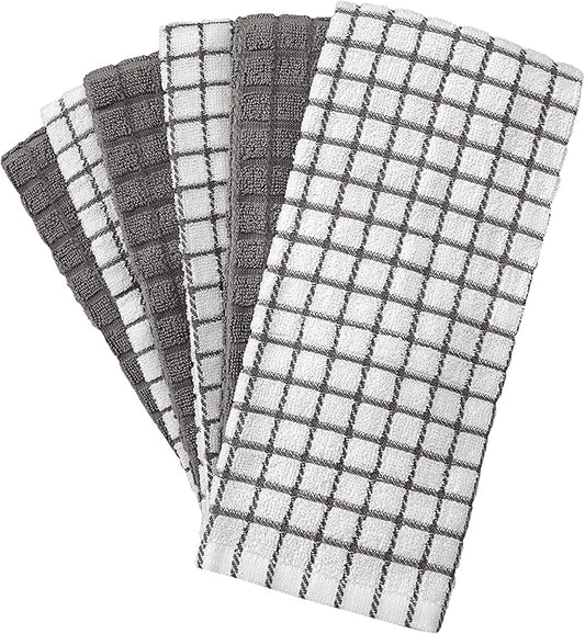 Bumble Kitchen Towels (6 Pack) | 16" x 28" | 100% Cotton Dish Towels for Kitchen | 380 GSM | Soft, Highly Absorbent & Durable Dish Towels with Hanging Loop | Gray