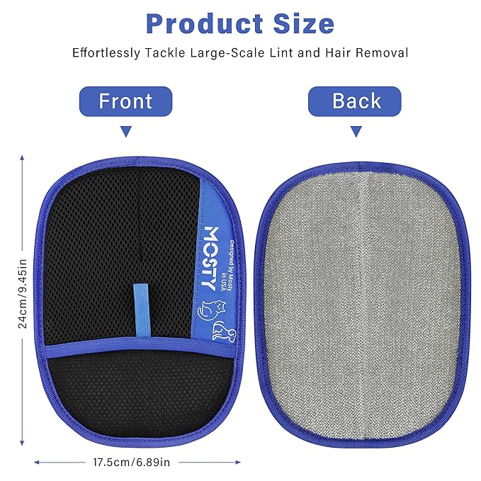Pet-Hair-Removal-Glove 2PCS Cat & Dog Hair Remover Mitt for Couch, Furniture,Carpet,Car Seat Double-Sided-Pet-Grooming-Mitt Electrostatic-Remover-Fur-Cleaning-Glove Reusable Dog & Cat Deshedding Tool
