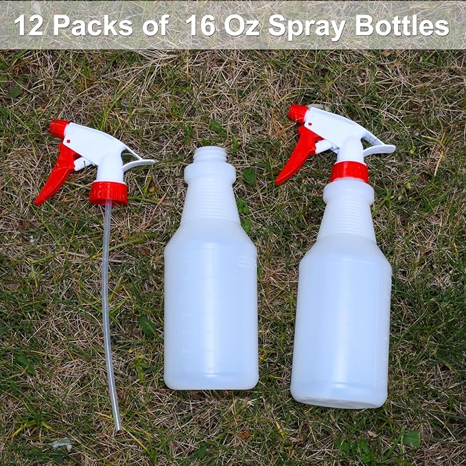 12 Pcs Spray Bottles for Cleaning,Refillable Empty Spray Bottles for Cleaning Solutions, 16 Oz Spray Bottle for Garden, Plants, Water, Kitchen and Commercial