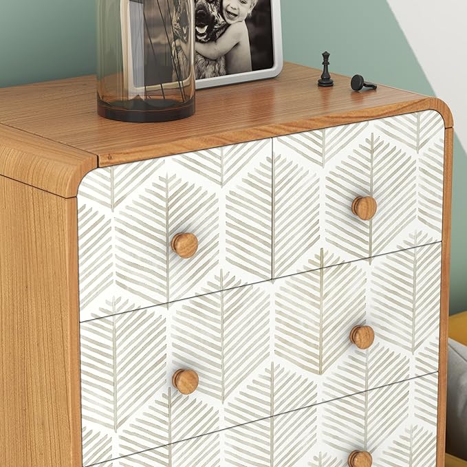 Modern Peel and Stick Wallpaper 17.3''×''787 Self Adhesive Wallpaper Boho Contact Paper Beige and White Geometric Wall Paper Removable Decorative Wallpapers for Bedroom Bathroom Cabinets Decor Vinyl