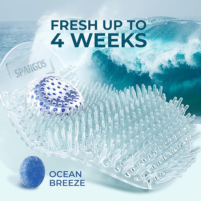 Home Bathroom Urinal Screen Deodorizer - Ocean Breeze Scent Urinal Cakes | 14-Day Anti-Splash Pad for Rimmed Toilets | 1-Pack White Hygienic Mat