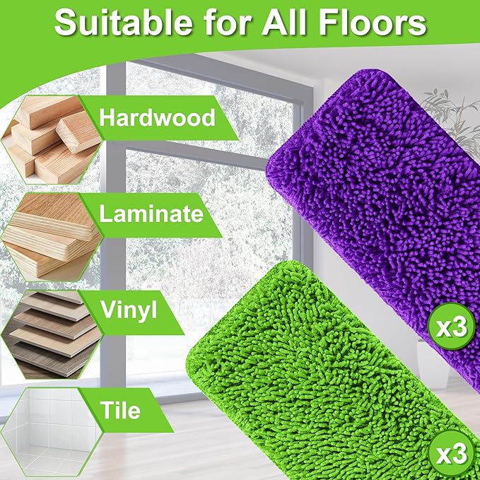 Aifacay Reusable Mop Pads for Swiffer PowerMop, 6 Pack Microfiber Pads Refills for 13''-15'' Spray Mop Washable and Machine Replacement Heads Wet Dry Mops Wood Floor Pads, Upgrade Designed for Pets