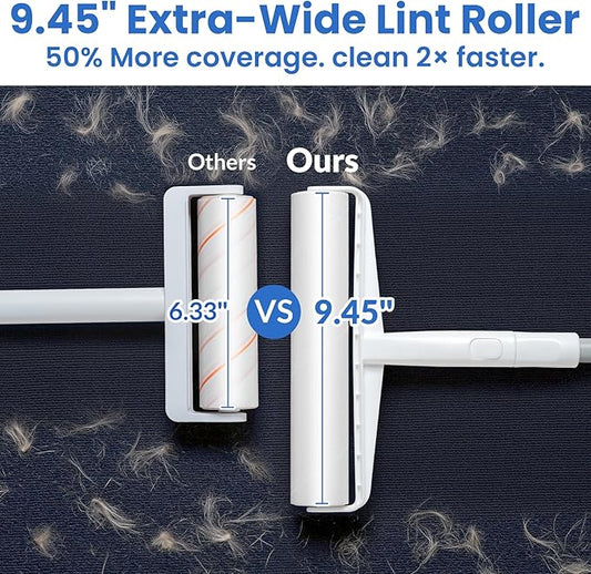 Large Lint Roller Refills: DELOMO 9.45 in Lint Roller Refill (6 Pack, 540 Sheets), Compatible Only with DELOMO Large Lint Roller, for Cleaning Floor, Carpets, Bedding, Couch, Cars, & Pet Hair