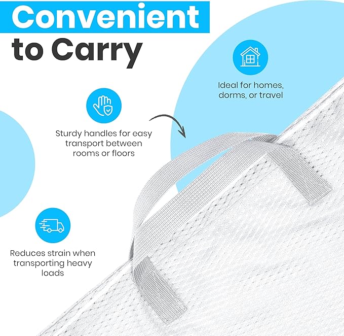Handy Laundry Mesh Laundry Bag 24 x 36 Inches - Extra Large Heavy Duty Bag with Handles & Shoulder Strap, Breathable, Machine Washable for Dorm, Travel, Bedding & Storage - White