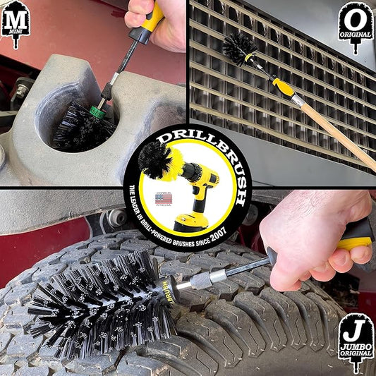 Grill Brush Drill Attachment Cleaning Kit - Replace Stainless Steel Wire Scrubber with Our Safer Nylon Bristle Brushes - Grill Accessories, Grill Hand Brush for Griddle Cleaning - Rust Removal