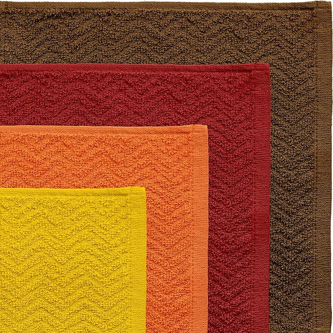 DecorRack 10 Pack 100% Cotton Dish Cloth, Luxurious Soft, 12 x 12 inch Ultra Absorbent, Machine Washable Premium Quality Kitchen Towels, Rustic Colors (10 Pack)