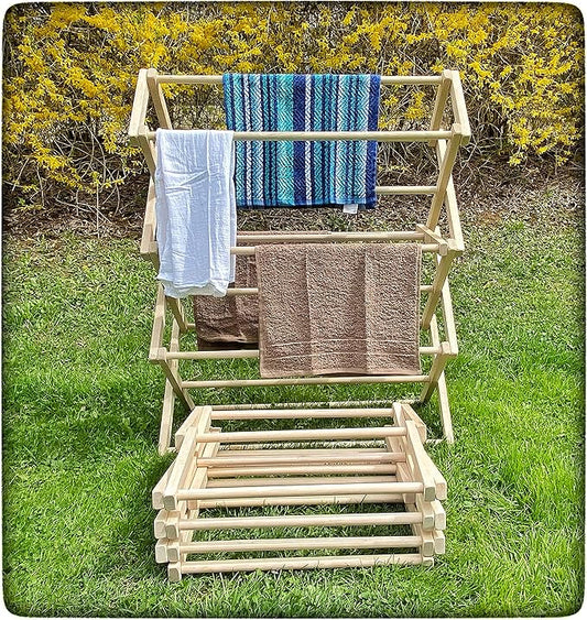 Saving Shepherd Clothes Drying Rack - 52¾"H x 36" W Folding Maple Wood Amish Handmade in Lancaster, PA USA