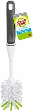 Scotch-Brite Glass and Water Bottle Brush, Long-Lasting,Safe on Glassware,Shaker Bottles,Food Processors & More,Non-Slip Handle, Durable,Reusable,Clean in Top Rack of Your Dishwasher (Pack of 6)