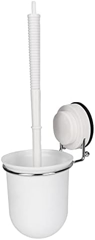 Toilet Brush, Plastic Toilet Brush with Toilet Brush Holder, Quick Dry Toilet Brush Holder, Wall Mount, with Suction Cup, White 33x12x10.2 cm