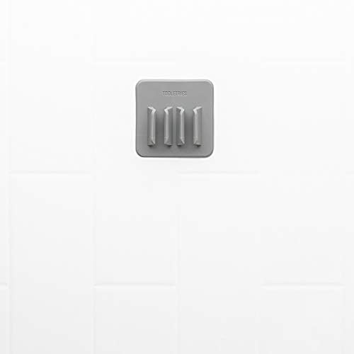 TOOLETRIES The George Toothbrush Holder - Silicone Toiletry Organizer, Shower & Bathroom Accessory - Features Silicone-Grip Technology, Removable & Reusable - Grey
