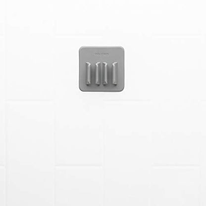 TOOLETRIES The George Toothbrush Holder - Silicone Toiletry Organizer, Shower & Bathroom Accessory - Features Silicone-Grip Technology, Removable & Reusable - Grey