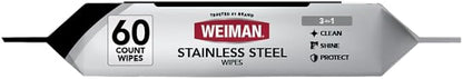Weiman Stainless Steel Cleaner & Polish Kit, 2 Wipes & Cloth, Anti-Fingerprint, Removes Grease, Water Spots, Streaks & Residue, Polishing Cleaner Safe for Appliances, Chrome, Sinks & Grill Exteriors