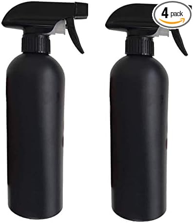 Plastic Spray Bottle for Hair, Plant Mister, and Cleaning - 500ml/17OZ Black Pack of 4