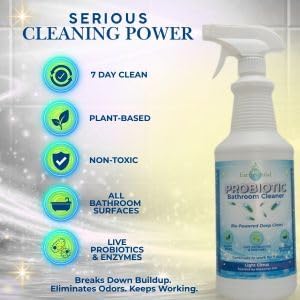 Probiotic Bathroom Cleaner Spray, 7-Day Continuous Clean, Plant-Based, Non-Toxic, Eliminates Odors at the Source, 32 oz