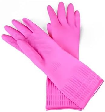 Happy Hands Rubber Cleaning Gloves – Versatile Waterproof Reusable Pink Gloves for Kitchen, Dishwashing, and Household Tasks, Hi-Tech Grip, Non-Slip, Tear-Resistant & Skin Friendly