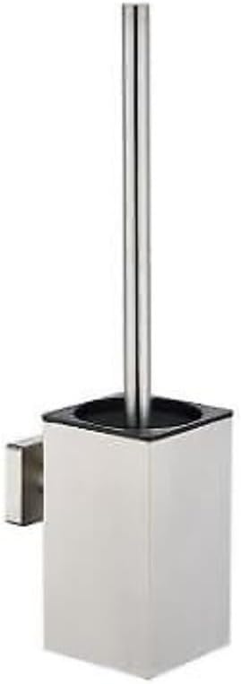 Wall Mount Toilet Brush and Holder Set Stainless Steel Square Toilet Bowl Cleaners Modern Toilet Brush Bathroom Accessories (Brushed Silver)