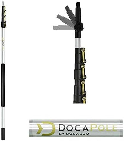 DOCA Telescoping Pole 7-30 Ft - Extension Pole for Cleaning, Feather Duster, Window Washing Kit, Paint Roller, Window Squeegee - High Reach Extendable Kit for Indoor & Outdoor - Feather Duster