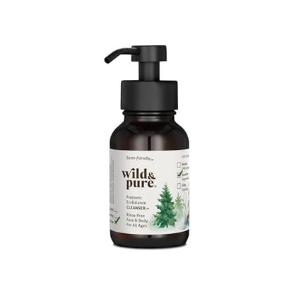 Wild & Pure Sensitive Skin Foaming Body Wash (8oz) | Cleanser, Deodorizer, Moisturizer for Face, Hands, Body & Below the Belt | pH-Balanced, Microbiome-Friendly | EcoBalance Refillable Skincare