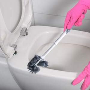 KeFanta Toilet Brush and Holder 2PACKS,Silicon Toilet Bowl Cleaning Brush Set,Under Rim Lip Brush and Storage Caddy for Bathroom