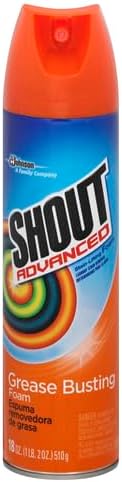 Shout Advanced Stain Remover, Foaming | Grease and Oil | 18 oz | Pack of 2