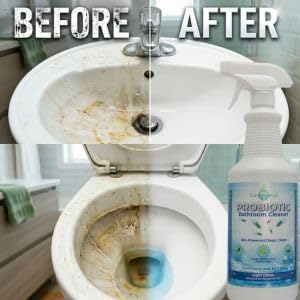 Probiotic Bathroom Cleaner Spray, 7-Day Continuous Clean, Plant-Based, Non-Toxic, Eliminates Odors at the Source, 32 oz