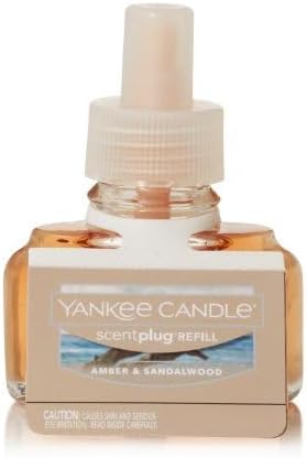 Yankee Candle ScentPlug Refill for Plug in Air Fresheners, Scented Oil Refills, Long Lasting Home Fragrance, Amber & Sandalwood (Pack of 4)