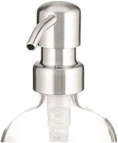 Clear Glass Soap Dispenser, Stainless Pump and Non Slip Coaster/Countertop Protector - 8oz Soap Bottle or Lotion Bottle