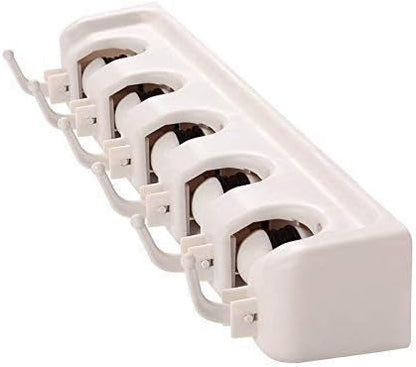 Berry Ave Broom Holder Wall Mount and Garden Tool Organizer, Closet Storage, Kitchen Rack, Home Organization and Garage Organizer for Rake or Mop Handles Up to 1.25-Inches, Hanger Plus 6 Hooks (Grey)
