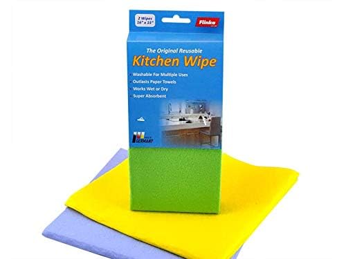 Flinka Kitchen Wipes 2 Count Pack - Large (16 in. x 15 in.) Reusable Cleaning Cloth - Washable Paper Towels - Eco Friendly Viscose Cloths - Assorted Variety of Colors