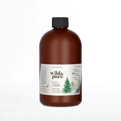 Wild & Pure Sensitive Skin Body Wash Refill (18oz) for Foamers/Spray | Cleanser, Deodorizer, Moisturizer for Face, Hands, Body | pH-Balanced, Microbiome-Friendly | EcoBalance Refillable Skincare