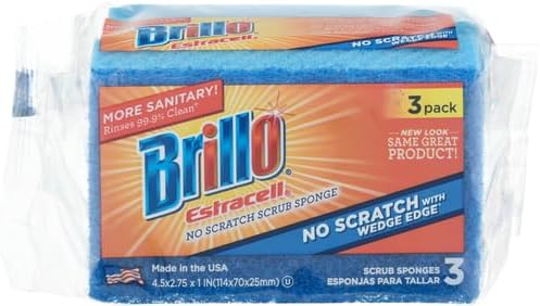 Brillo Estracell No Scratch Scrub Sponge with Wedge Edge, 3-Count