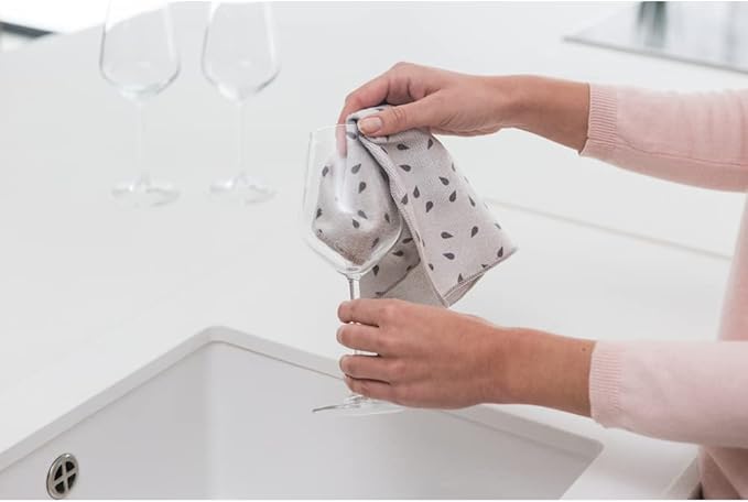 Brabantia x2 Microfiber Cleaning Dish Cloths (Light Gray) Absorbent Hygenic Rags for Washing, Drying (12x12)