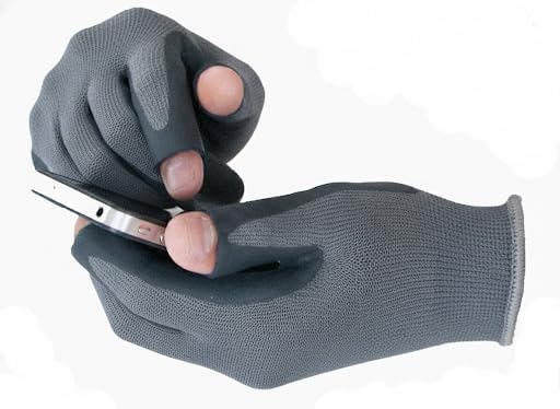 Patented Open Index Finger and Thumb Tip Touchscreen Foam Nitrile Gloves for Hiking, Camping, & Outdoor Recreation (Men & Women)
