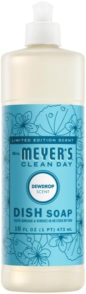 Mrs. MEYER'S CLEAN DAY Kitchen Essentials Set, Includes: Hand Soap, Dish Soap, and All Purpose Cleaner, Dewdrop, 3 Count Pack