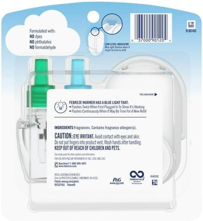 F"ebreze Plug In Air Freshener Kit with G'ain Original Scent, Fade Defy Warmer with 1 Refill, 0.87 fl oz, Odor-Fighting Oil (pack of 1)