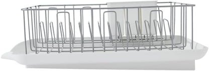 Farberware Classic Large Rust Resistant Full Dishrack with Removable 3 Compartment Flatware Caddy, Andlged Drain Board, 3-Piece, White