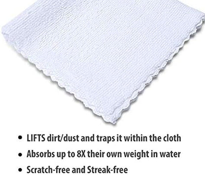 Eurow 200GSM Microfiber Cleaning and Drying Cloths with Dispenser Box, Reusable, Streak-Free, Scratch-Free, Ultra Absorbent, Edgeless for All Surface Types, 12x12in, 100-Pack, White