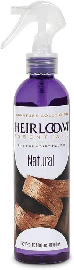 Heirloom Essentials Fine Furniture Polish Spray - Wood Floor Polish Safe for Hardwood, Glass & Metal - Wood Furniture Cleaner Spray Bottle for Dusting - No Silicone, No Wax, No Ammonia (Natural, 8 oz)