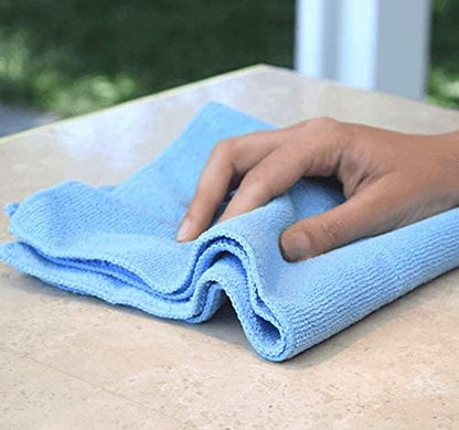 The Rag Company - All-Purpose Microfiber Terry Cleaning Towels - Commercial Grade, Highly Absorbent, Lint-Free, Streak-Free, Kitchens, Bathrooms, Offices, 300gsm, 12in x 12in, Light Blue (12-Pack)