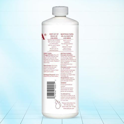 PEQUA INDUSTRIES P-10232 Pequa Heavy Duty Drain Opener, Non-Acid, Fast-Acting Formula, Industrial strength Drain Cleaner for Sinks, Tubs, Septic Tanks -32 Oz