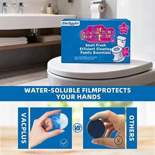 2-in-1 Toilet Cleaning Tablets (48 Pack) - 16 Effervescent Toilet Bowl Stain Remover and 32 Blue White Toilet Tank Cleaner Tablets - Limescale Removal for Septic System